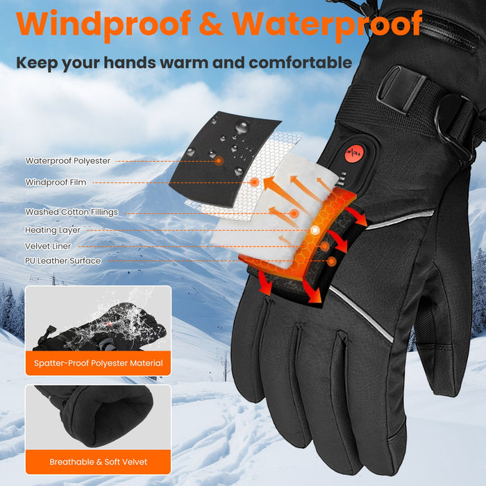 Heated Gloves, 5V 3000 mAh Rechargeable Heated Gloves for Men Women, Waterproof Battery Heated Gloves, Upgrade Non-Slip Electric Heating Gloves for Cycling Skiing Hiking Hunting - DOACEWear