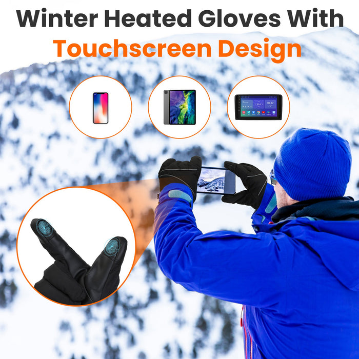 Heated Gloves, 5V 3000 mAh Rechargeable Heated Gloves for Men Women, Waterproof Battery Heated Gloves, Upgrade Non-Slip Electric Heating Gloves for Cycling Skiing Hiking Hunting - DOACEWear