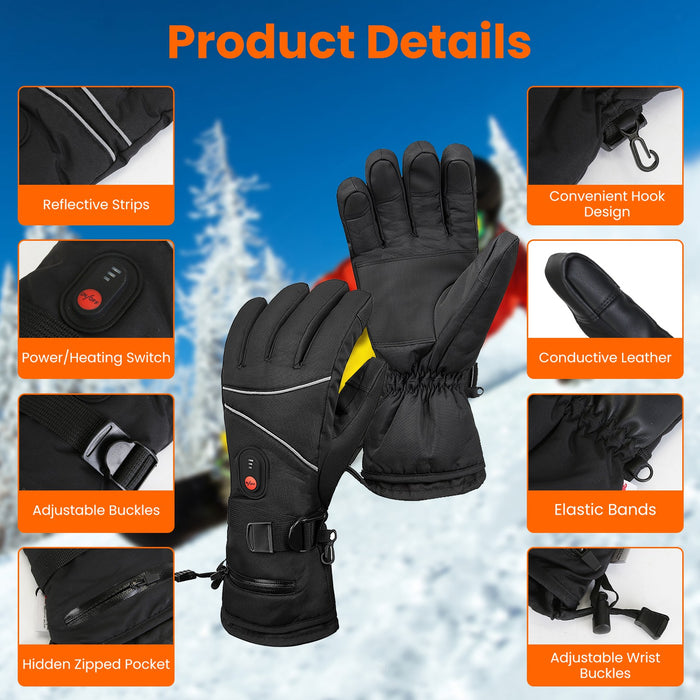 Heated Gloves, 5V 3000 mAh Rechargeable Heated Gloves for Men Women, Waterproof Battery Heated Gloves, Upgrade Non-Slip Electric Heating Gloves for Cycling Skiing Hiking Hunting - DOACEWear