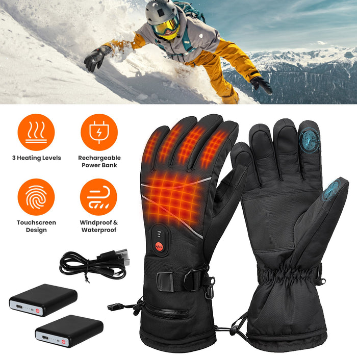 Heated Gloves, 5V 3000 mAh Rechargeable Heated Gloves for Men Women, Waterproof Battery Heated Gloves, Upgrade Non-Slip Electric Heating Gloves for Cycling Skiing Hiking Hunting - DOACEWear