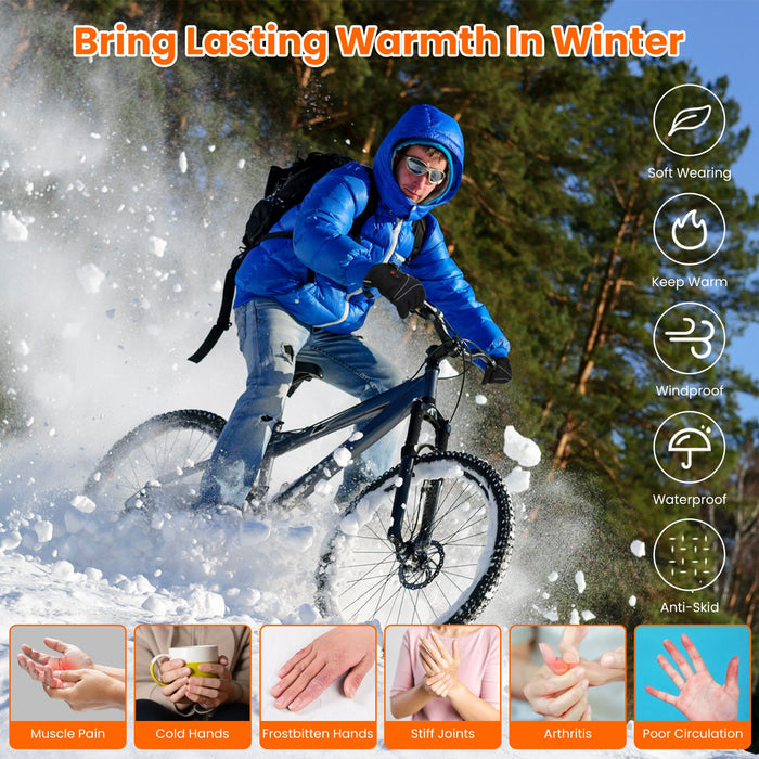 Heated Gloves, 5V 3000 mAh Rechargeable Heated Gloves for Men Women, Waterproof Battery Heated Gloves, Upgrade Non-Slip Electric Heating Gloves for Cycling Skiing Hiking Hunting