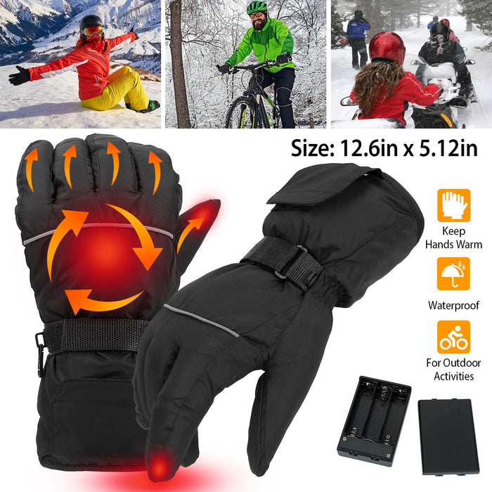 Heating Warm Gloves Battery Powered Heated Waterproof Gloves Unisex Electric Heated Gloves For Outdoor Sports Cycling Riding Skiing Skating Hiking Hunting - DOACEWear