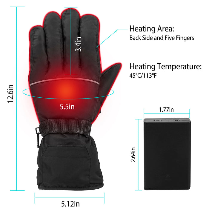 Heating Warm Gloves Battery Powered Heated Waterproof Gloves Unisex Electric Heated Gloves For Outdoor Sports Cycling Riding Skiing Skating Hiking Hunting - DOACEWear