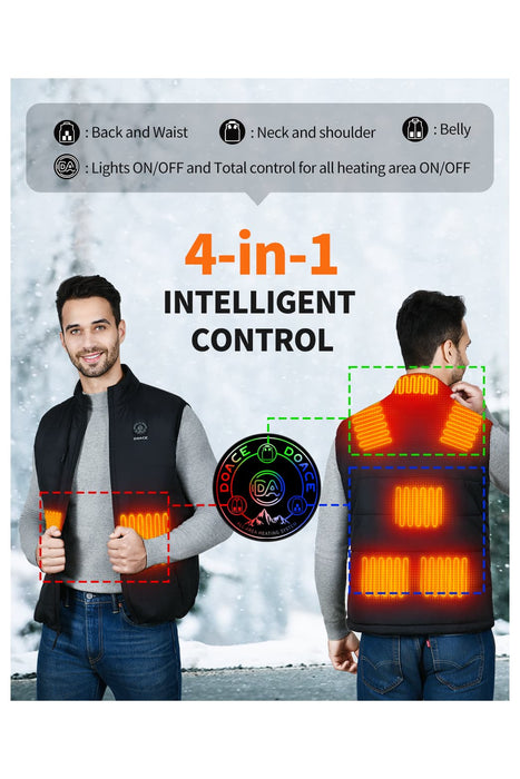 DOACE Wear Cotton Stand Collar Heated Vest for Men(Battery Not Include ...